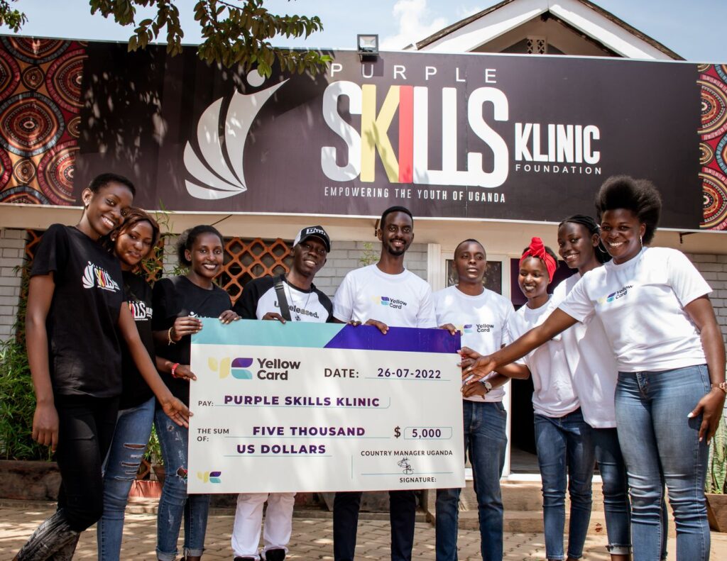 Yellow Card Donates $5000
To Purple Skills Klinic
Foundation To Empower
Ugandan Youths.